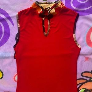 Y2K red collared tank